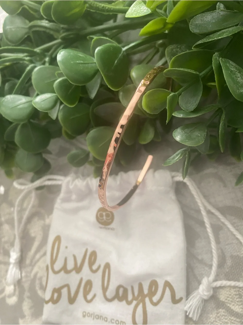 New Gorjana Rose Tone Thin Hammered Cuff Bracelet